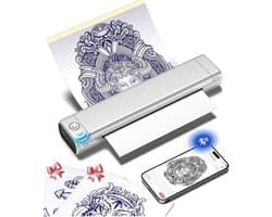 Luxe Tattoo Stencil Printer – Thermische Printer – Draadloos – Bediening via App – Multifunctioneel Design – Zilver