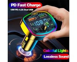 Ferfito Bluetooth 5.0 -compatibele FM-zender voor in de auto - PD-interface - Spraakassistent - Geheugenfunctie