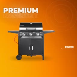 Propaangas BBQ-Grill met 3 Branders - Gas barbecue - Gietijzeren Roosters, Impulsontsteking & Thermometer — thumbnail 2