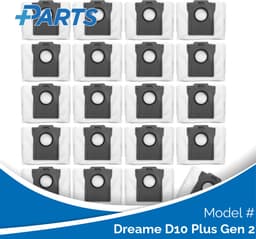 Dreame D10 Plus Gen 2 Stofzakken (20 Stuks, Plus.Parts® alternatief voor RDB8) — thumbnail 1