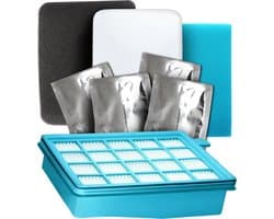 Dparts 4-delig hepa filter en geurzakjes geschikt voor Philips stofzuiger - 1 filterset en 4 zakjes geurkorrels - PowerPro Active en PowerPro Compact zakloze stofzuigers - Stofzuigerfilter allergiefilter - 432200493803 - FC8058 - FC8058/01