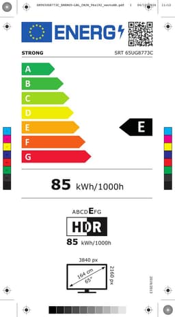 STRONG - TV 65" (164 cm) SRT65UG8773C QLED - Smart Google TV 4K UHD - Chromecast - Google Assistant - Dolby ATMOS - Doly Vision - Quantum dot colors - Drievoudige tuners - Wifi - Bluetooth - Port Ethernet - 4xHDMI + 2xUSB - NETFLIX — thumbnail 2