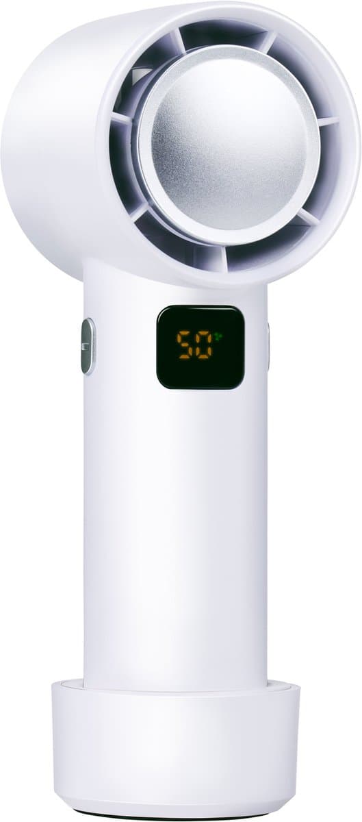 Lifetime Air Draadloze Bladloze Ventilator - USB Ventilator met Oplaadbare Accu - Handventilator 4 Snelheden - Compacte Draagbare Ventilator met Display - Wit — afbeelding 1