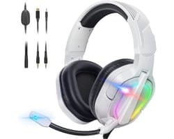 StayPowered RGB Gaming Headset - Ultiem Geluid voor Top Gamers - Ergonomisch Ontwerp - Ruisonderdrukkende Microfoon - Brede Compatibiliteit - Gemakkelijke Bediening - RGB Verlichting - Wit/Zwart - Levering Sneller dan Aangegeven!
