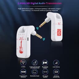 2.4G Draadloos Gitaarsysteem Oplaadbaar – Transmitter & Receiver Set – Real-time Signaaloverdracht – Wit — thumbnail 3