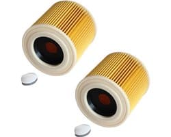 2 stuks Patroon filters - stofzuiger HEPA-filter katoen - Stofzuigerfilter - Vervangende onderdelen - Filteronderdelen - Filtercompatibele filters - Geschikt voor Karcher WD3, NT18, 20, 38, 1HEPA-filter WD2, MV2, 3 stofzuigers - Geel