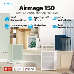 Coway Airmega 150 Luchtreiniger - Air Purifier - 281 m³/u - Wasbaar pre-filter + HEPA filter + koolstoffilter - Verwijdert tot 99,97% van ultrafijne deeltjes - Tegen stof, pollen en allergenen - Fluisterstil (20 dB) - ECARF&Quiet Mark - Marineblauw — thumbnail 3