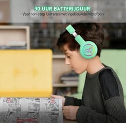 StayPowered Kinder Bluetooth Hoofdtelefoon - Perfect voor School & Reis - Veilig Volumeniveau - Heldere Geluidskwaliteit - met LED - Draadloos & Bekabeld - Versterkt Materiaal - Lange Batterijduur - Groen - Levering Sneller dan Aangegeven! — thumbnail 5