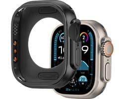 Bandz metalen hoesje geschikt voor Apple Watch Ultra / Ultra 2 / Ultra 3 - 49mm case van hoogwaardig metalen materiaal - Robuuste bescherming (zwart)