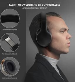 StayPowered Koptelefoon - Ingebouwde Microfoon - Lichtgewicht - Hoogwaardig Materiaal - Ademende Kussens - Zwart/Bruin - 1,5m lange Snoer - Opvouwbaar en Draagbaar - 3,5mm Aansluiting - Levering Sneller dan Aangegeven! — thumbnail 5