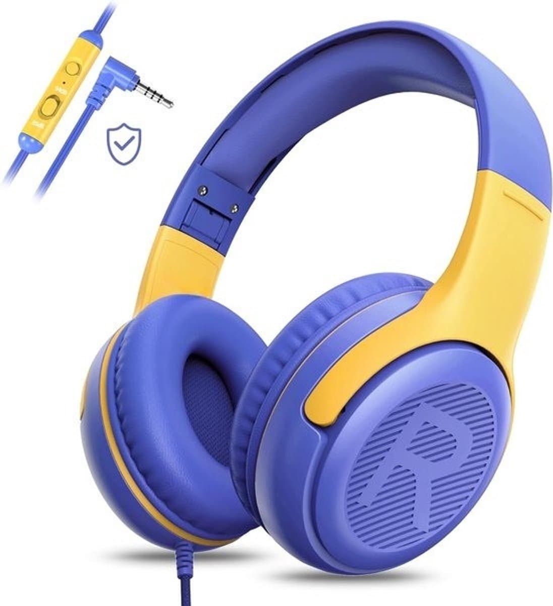 StayPowered Kinderheadset - Veilige, Comfortabele en Duurzame Hoofdtelefoon met Volumebegrenzing! - Compact Design - Hoogwaardige Geluid - HD Microfoon - Ingebouwde Volumebegrenzer - Opvouwbaar - Paars/Geel - Levering Sneller dan Aangegeven! — afbeelding 1