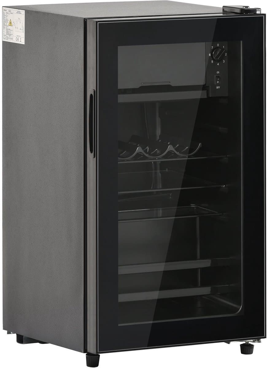 Merax 76L Mini Koelkast - 6L Vriezer en 70L Koelruimte - LED Verlichting - Geluidsarm - Energiezuinig - Verstelbare Planken - Voor 51 Blikjes - Zwart — afbeelding 1