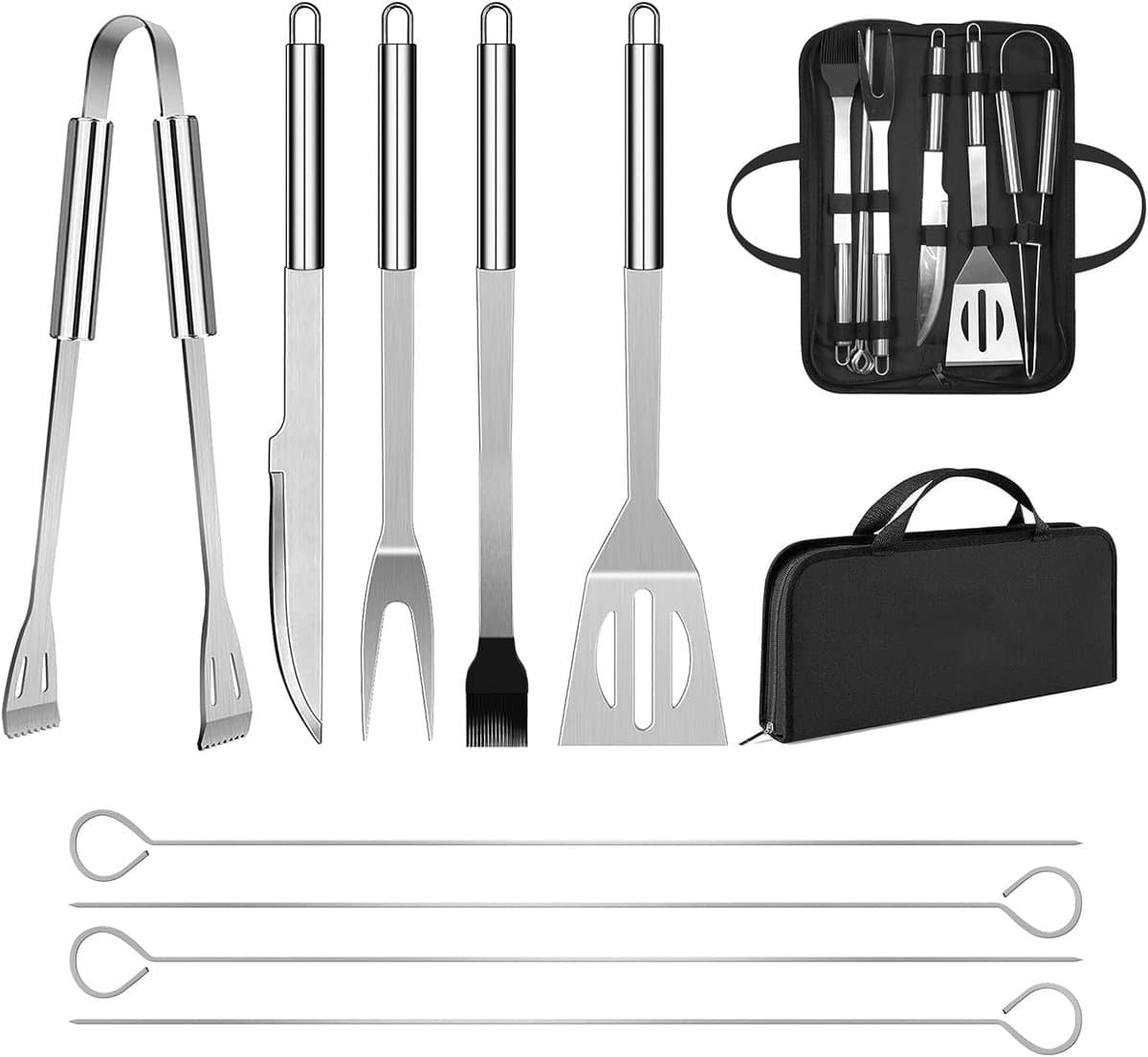Famanu Gebruiksvoorwerp Set Rvs Professionele Grill Accessoires Tool Met Tas Gemakkelijk Te Dragen (9) — afbeelding 1
