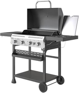 Gasbarbecue - Gasbarbecue en grill - 5 Branders - Met slang en thermometer - Zwart — thumbnail 1