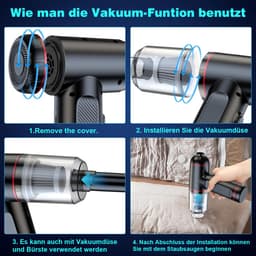 HAUSS SPOLE Handstofzuiger-Draadloze Mini Autostofzuiger-4 In 1 Voor Auto, Huis En Keuken-Krachtige Zuig En Blaasfunctie-Compacte Formaat-ABS-Zwart — thumbnail 4