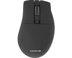 Xssive MS4 Stille Draadloze Muis voor Laptop, Tablet, Telefoon, PC - Bluetooth + Draadloos 2.4G Dongle - Ergonomisch - Zwart
