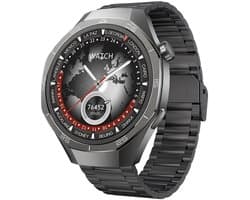 WizBay Premium Select® 1.53 inch TFT Smartwatch Dames Heren - Sapphire Glas - Android en iOS - Bluetooth Call - 02 Zuurstof - Bloedruk - Message - AI Voice - Multiple Sport Modi - Obsidiaan Zwarte Case 2 extra Banden Zwart Leer en Siliconen