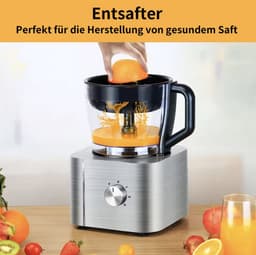 J&R Keukenmachine - Alles in 1 Keukenmachine - Multifunctionele Keukenmachine - Vleesmolen - Garde - Kneder - Shredder - Sinaasappelpers - Hakselaar - Blender - 1100W - Zilver — thumbnail 2