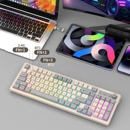 NAXSIR Draadloos Mechanisch Gaming Toetsenbord - Dual Mode (Bluetooth + 2.4G) met RGB Achtergrondverlichting - Geschikt voor PC, Mac & Gaming - Snelle Respons & Klikbare Switches — thumbnail 2
