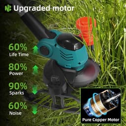 Handmaaier - Grasmaaier - Grastrimmer - Grasschaar - Grasmachine - 3000W - 6-Inch - Elektrische/Accu - Grastrimmer met 90° Verstelbare Kop – Tuingereedschap voor Precisiewerk - 21V/18V Compatibel - Inclusief 2x Accu — thumbnail 4
