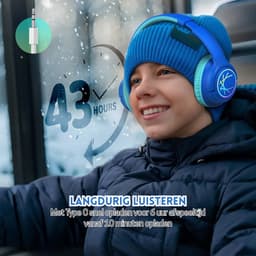 StayPowered Koptelefoon voor Kinderen - de Ultieme Kinderhoofdtelefoon met 43 Uur Speeltijd en Veilige Volumebegrenzing - Ingebouwde Verlichting - Opvouwbaar Ontwerp - USB C - Bedraad/Bluetooth - Donkerblauw - Levering Sneller dan Aangegeven! — thumbnail 2