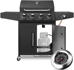 Stemily Gas BBQ - 4 Hoofdbranders - 1 Zijbrander - Ingebouwde Thermometer - Zijtafels & Gereedschaphaken - 44x135x136cm — thumbnail 1