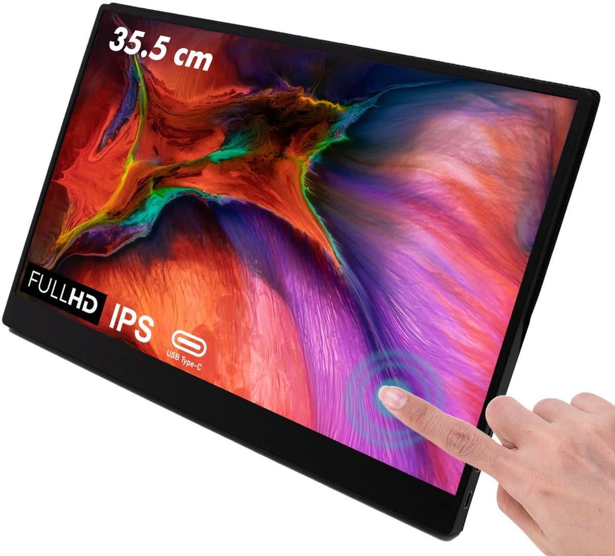 Pora&Co - IPS Portable Game Monitor - Touchscreen - Beeldscherm 14 Inch - HDMI & USB-C - Full HD - Computerscherm - Draagbare Monitor — afbeelding 1