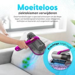 Roxa Huisstofmijt stofzuiger - UV Lamp Sterilisator - Reiniger - Bank & Matras - Tapijt - Meubel & Zetel - Machine - Bacterie, Mijt & Schimmel Bestrijder - Zonder Zak - USB-C Opladen - Paars/grijs — thumbnail 5