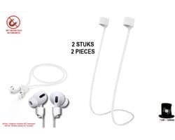 Bob Online - 2 Stuks - Witte Oordopje Silicone Lanyards niet magnetisch - 2 Pieces - White Airpod Lanyards Silicone