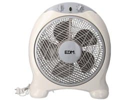 EDM Vloerventilator met Timer - Ø30,5cm - Tafelventilator - 3 Snelheden - Compact & Krachtig - 45W - 38,5 x 13 x 46 cm - Wit/Grijs