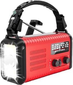 NovaWare NoodRadio Solar Opwindbaar - FM/AM - Powerbank Zonneenergie met 20.000mAh - Survival Noodpakket - Draagbare Radio op batterijen – Rood — thumbnail 1