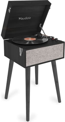 Platenspeler op poten - Audizio Fremont - Retro platenspeler met meubel - Met Bluetooth - zwart — thumbnail 1
