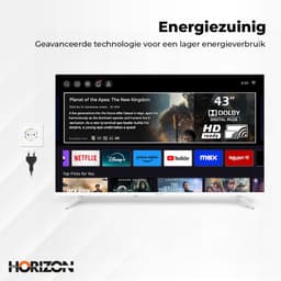 Horizon Smart TV 32 inch - LED Televisie - Diamant Serie HD - WiFi - Netflix - Frameless Slim Design - Wit — thumbnail 4