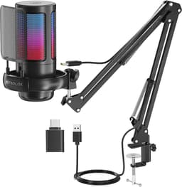 Strolox® Microfoon met arm - USB - gaming - RGB Condensatormicrofoon - met Mute-Knop, Popfilter, Microfoonarm - Luxe microfoon — thumbnail 1