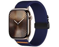By Qubix - Geschikt voor Apple Watch bandje - Nylon bandje met Parachute sluiting - Donkerblauw - Geschikt voor Apple Watch 38 mm / 40 mm / 41 mm / 42 mm - Smartwatch bandje - nylon - bandje iWatch