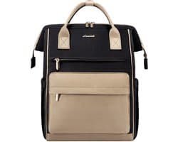 Vermanto Rugzak - Rugtas - Dames - Meisjes - Vrouwen - Laptop - Boekentas - Werk - School - Waterdicht - USB - Zwart - Beige - Bruin