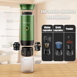 Draagbare koffiemachine - Cuisina Lumina ® - Hoogwaardige kwaliteit - 120 ML - Voor onderweg - Draagbaar koffiezetapparaat - Camping gadget - Oplaadbaar - Verwarmt water - Koffiecups & gemalen koffie - Espresso & Lungo - Matte groen — thumbnail 3
