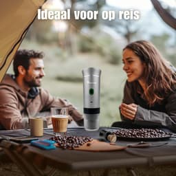 Draagbare koffiemachine - Cuisina Lumina ® - Hoogwaardige kwaliteit - 120 ML - Voor onderweg - Draagbaar koffiezetapparaat - Camping gadget - Oplaadbaar - Verwarmt water - Koffiecups & gemalen koffie - Espresso & Lungo - Matte lichtgrijs — thumbnail 4