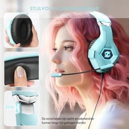 StayPowered Gaming Headset - Ultiem Surround Sound - Noise Cancelling Microfoon - Comfortabel en Duurzaam - Multiplatform Compatibel - RGB LED Verlichting - Stevige Gevlochten Kabel - Lichtblauw - Levering Sneller dan Aangegeven! — thumbnail 5