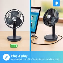 Bureau Ventilator Draadloos - Stille Mini Kleine USB Fan - Hand ventilatoren - Zwart - Silvergear — thumbnail 4