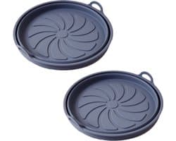 2 stuks - Airfryer accessoires - Geschikt voor Heteluchtfriteuses - airfryer voeringen - Rond - siliconen - grijs - 20*20*2 cm - Opvouwbaar