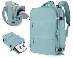 Somstyle Reis Rugzak - 45 x 36 x 20 CM - Handbagage Tas met Schoenenvak - Schooltas - Met USB-Oplaadpoort - Geschikt voor 14 Inch Laptop - Lichtblauw