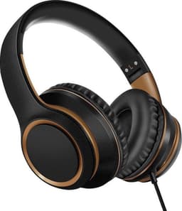 StayPowered Hoofdtelefoon - Kraakhelder Geluid - Maximaal Comfort - Ultrabrede Compatibiliteit - Knoopvrij Nylon Koord - Lichtgewicht & Opvouwbaar - Ingebouwde Microfoon - Verstelbaar Design - Zwart/Goud - Levering Sneller Dan Aangegeven! — thumbnail 1
