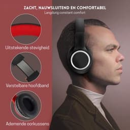 StayPowered Hoofdtelefoon - Kraakhelder Geluid - Maximaal Comfort - Ultrabrede Compatibiliteit - Knoopvrij Nylon Koord - Lichtgewicht & Opvouwbaar - Ingebouwde Microfoon - Verstelbaar Design - Zwart/Rood - Levering Sneller Dan Aangegeven! — thumbnail 3