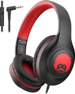 StayPowered Kinder Koptelefoon - Comfortabel en Duurzaam Ontwerp - HD Microfoon - Opvouwbaar Ontwerp - Rijke Stereo Bass - Verwikkelingvrij Nylon Kabel - Verstelbare Pasvorm - Universele 3,5 mm Jack - Zwart/Rood - Levering Sneller dan Aangegeven! — thumbnail 1