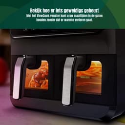 Luxe Dubbele Airfryer – Heteluchtfriteuse – Duo Airfryer – 10 Programma's – 2 Onafhankelijke Kookzones – XXL Design – 2400W – LED Display – Zwart — thumbnail 5