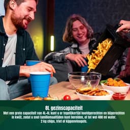Luxe Dubbele Airfryer – Heteluchtfriteuse – Duo Airfryer – 10 Programma's – 2 Onafhankelijke Kookzones – XXL Design – 2400W – LED Display – Zwart — thumbnail 2