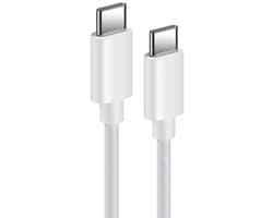 USB-C naar USB-C snellader adapter oplader en data kabel - 65W - geschikt voor o.a. telefoon en laptop - 1,5 meter - wit