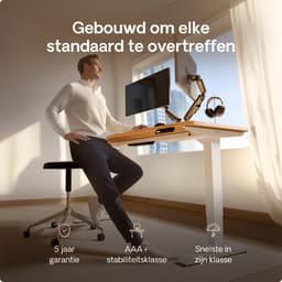 Desktronic HomePro Zit-sta Bureau Elektrisch In Hoogte Verstelbaar, 160x80cm Wit/Eiken, Stille Dubbele Motor, Hoogte 62-126cm — thumbnail 2