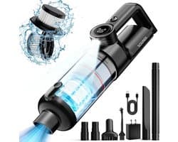 Sounix Kruimeldief snoerloos - Handstofzuiger oplaadbaar - LED verlichting - LED-scherm - Auto stofzuiger - Zwart